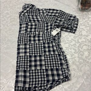 Blue and White Plaid Shirt